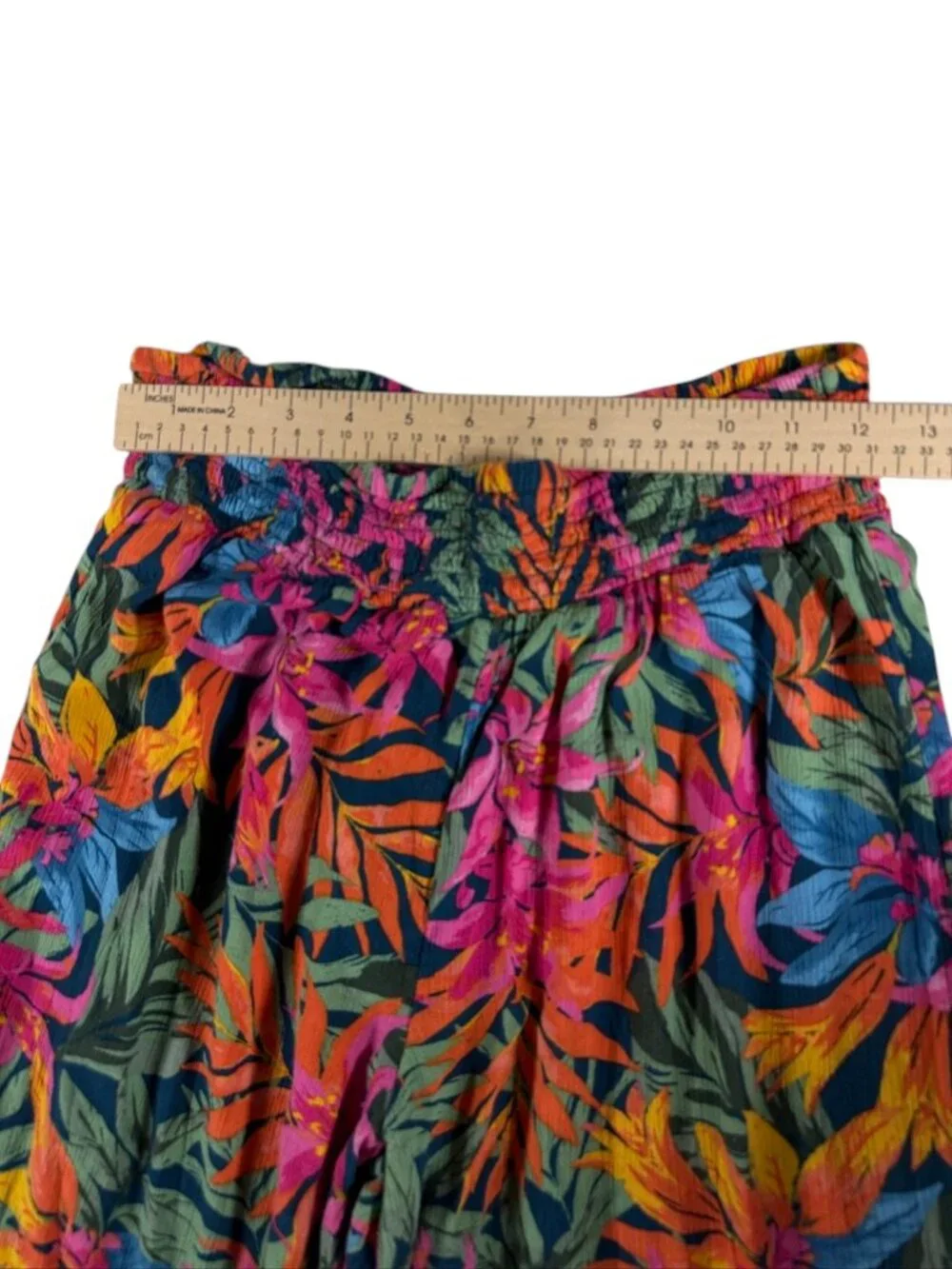 Women's Tropical Floral Wide Leg Pants Size M Boho Vacation Resort